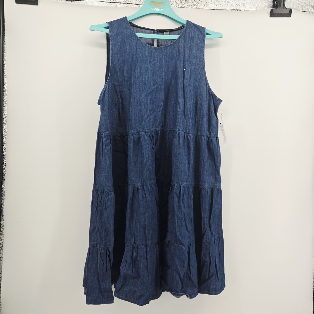 NWT Tommy Hilfiger Blue Sleeveless Chambray Tiered Tent Dress Womens Plus sz 20W